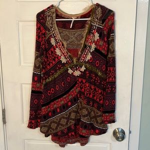 Free People patterned v neck sweater